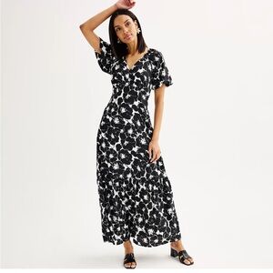 🔥NWT Elegant Black and White Floral Maxi Dress by Nine West